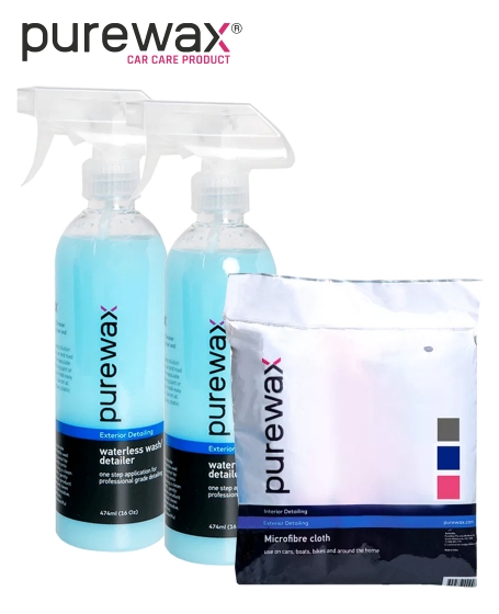 PureWax <b>Waterless Wash</b> 2pcs Combo (474ml) (Free 1Pack Micro Fibre Cloth)