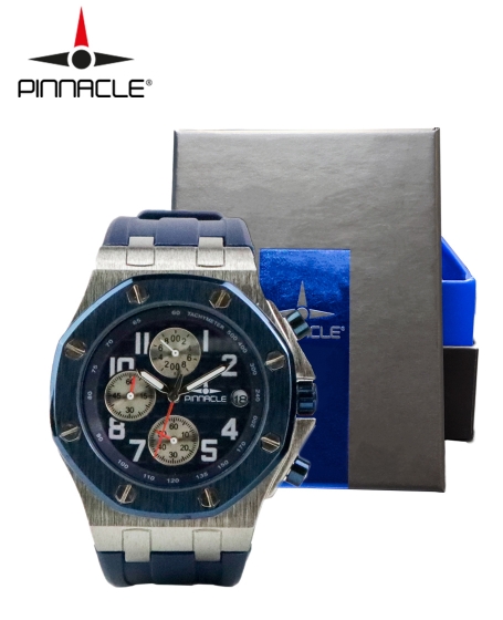 Pinnacle <br/>Salute Watch <br/><b>Silver & Blue 43mm</b>