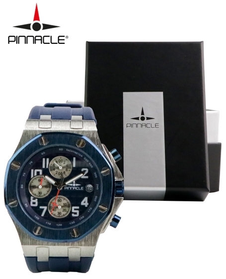 Pinnacle <br/>Salute Watch <br/><b>Silver & Blue 43mm</b>
