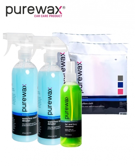 Purewax <b> Combo Waterless Wash + Tar & Bug </b> (Free 2Packs Micro Fibre Cloth)